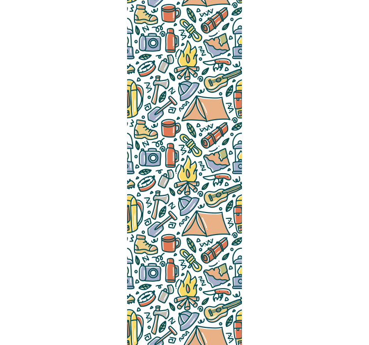 Estor enrollable infantil montañas y camping dibujados a mano - TenVinilo