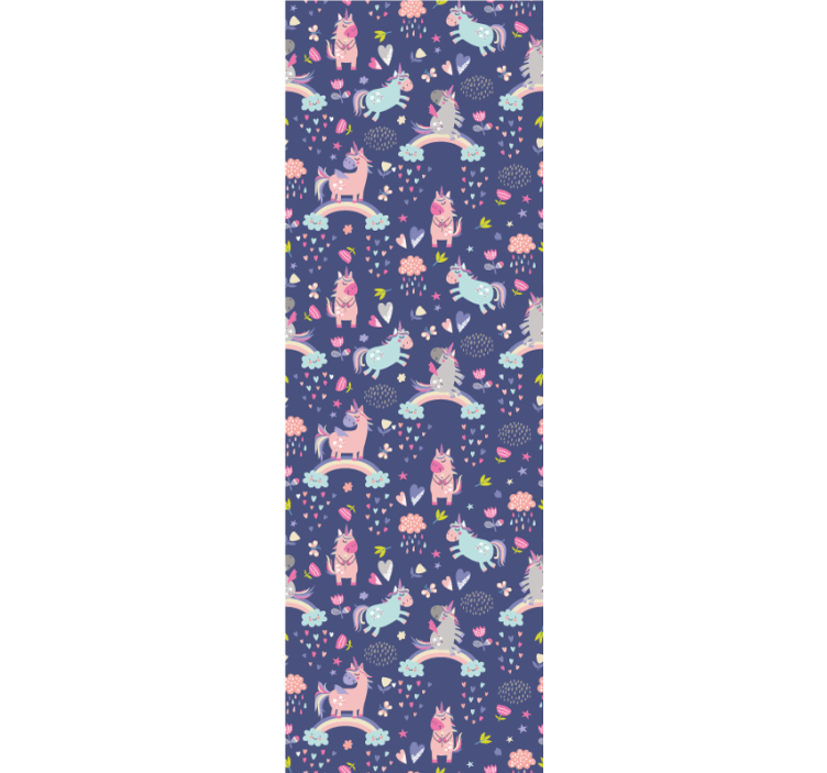 Estor enrollable infantil unicornios coloridos con arcoíris - TenVinilo