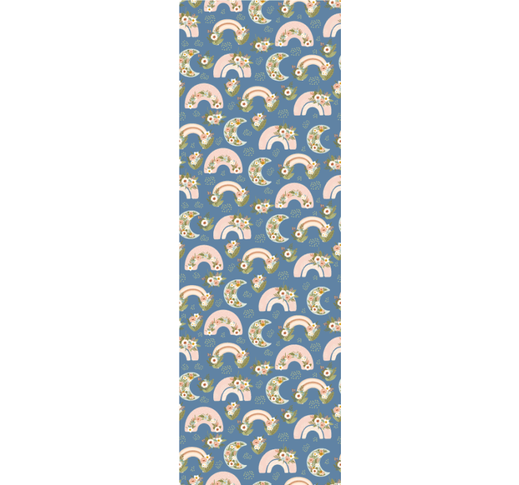 Estor enrollable infantil con patrón de arcoíris y flores - TenVinilo