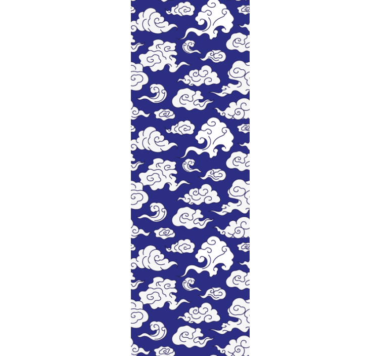 Estor enrollable moderno nubes blancas silueteadas fondo azul - TenVinilo