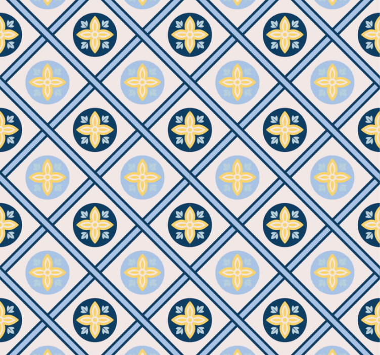 Estor enrollable moderno azulejo portugués azul y amarillo - TenVinilo