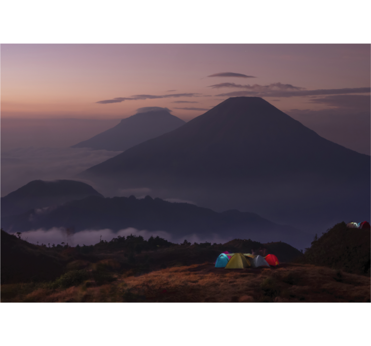 Estor enrollable cocina senderistas con montaña nublada - TenVinilo