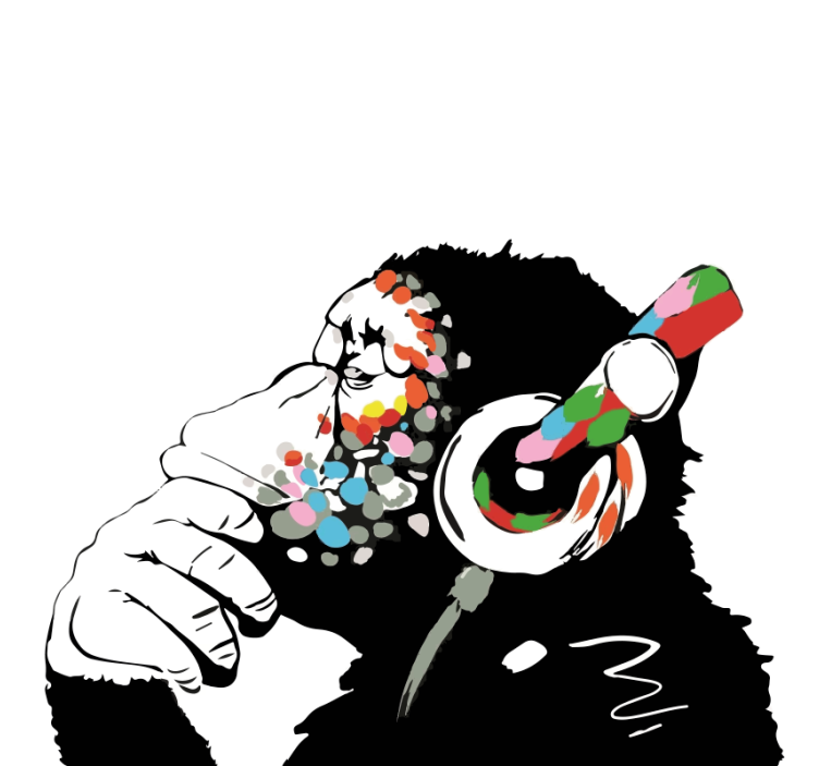 Estor enrollable salón mono banksy música - TenVinilo