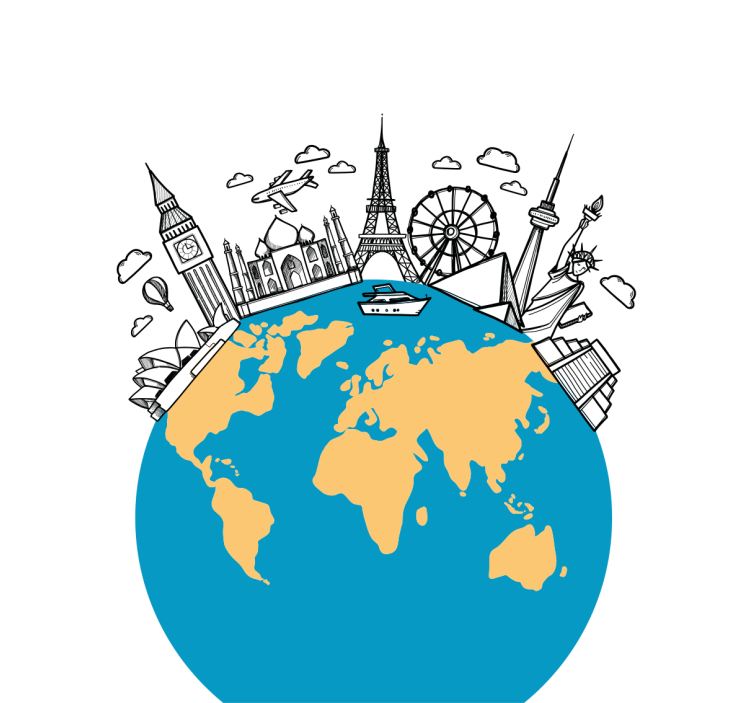 Estor enrollable salón iconos de lugares del mundo - TenVinilo