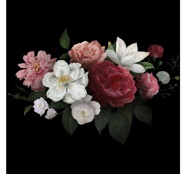 Estor enrollable salón rosas vintage sobre fondo negro - TenVinilo