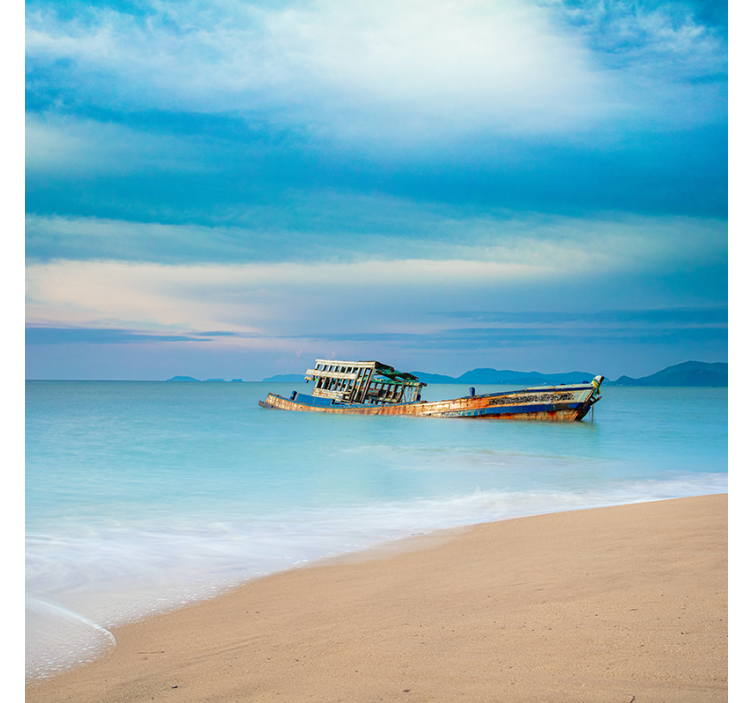 Estor enrollable salón barco en la playa - TenVinilo