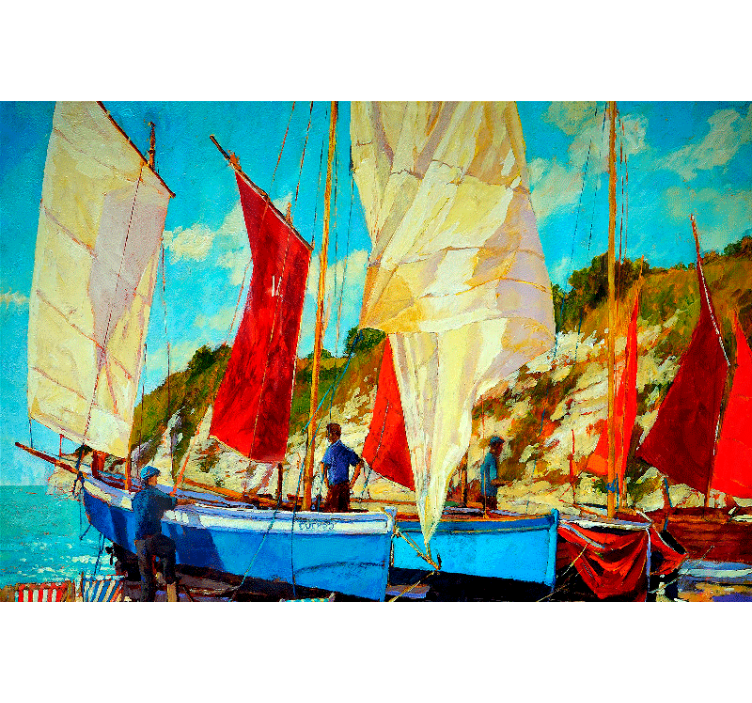 Estor enrollable salón tres barcos en el agua - TenVinilo