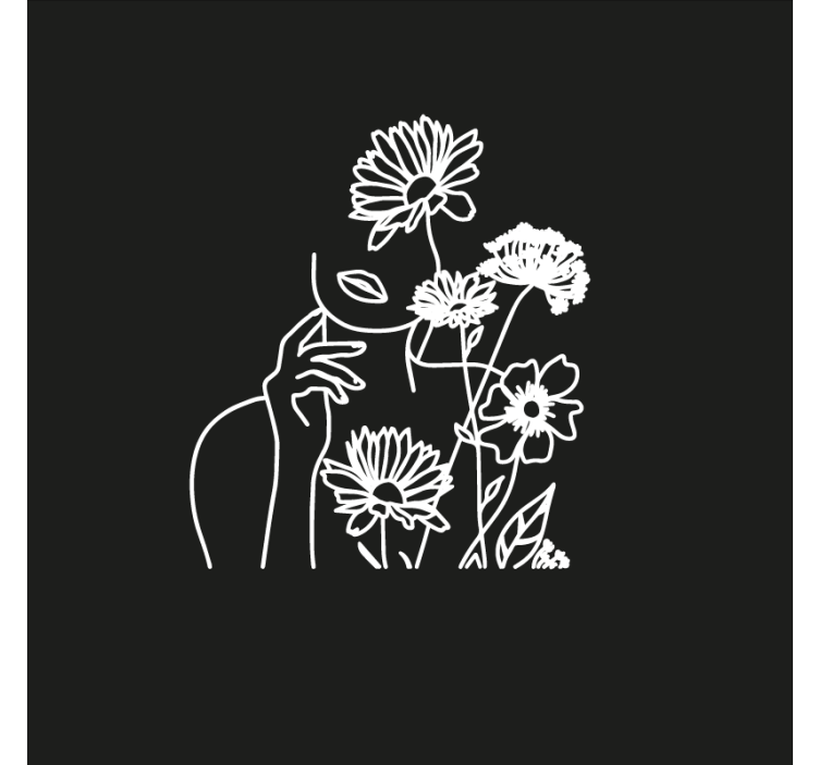 Estor enrollable salón diseño minimalista mujer y girasoles - TenVinilo