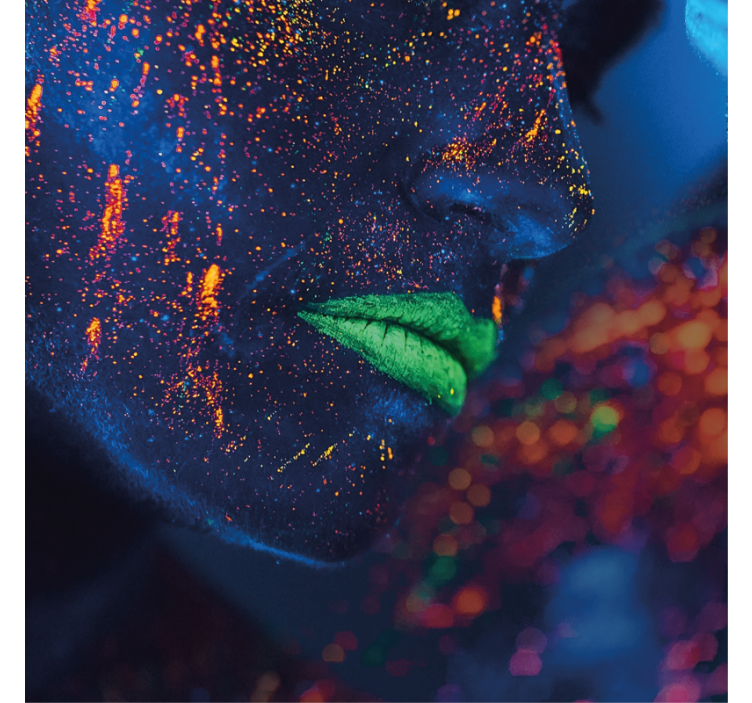 Estor enrollable salón boca colorida pintada a mano - TenVinilo