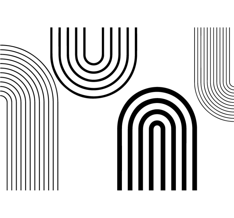 Estor enrollable blanco arcos negros minimalistas finos - TenVinilo