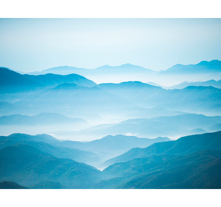 Estor enrollable salón fotomural montaña neblina - TenVinilo