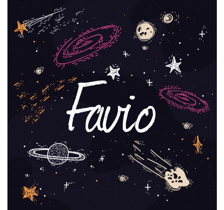 Estor enrollable azul galaxia con nombre personalizable - TenVinilo