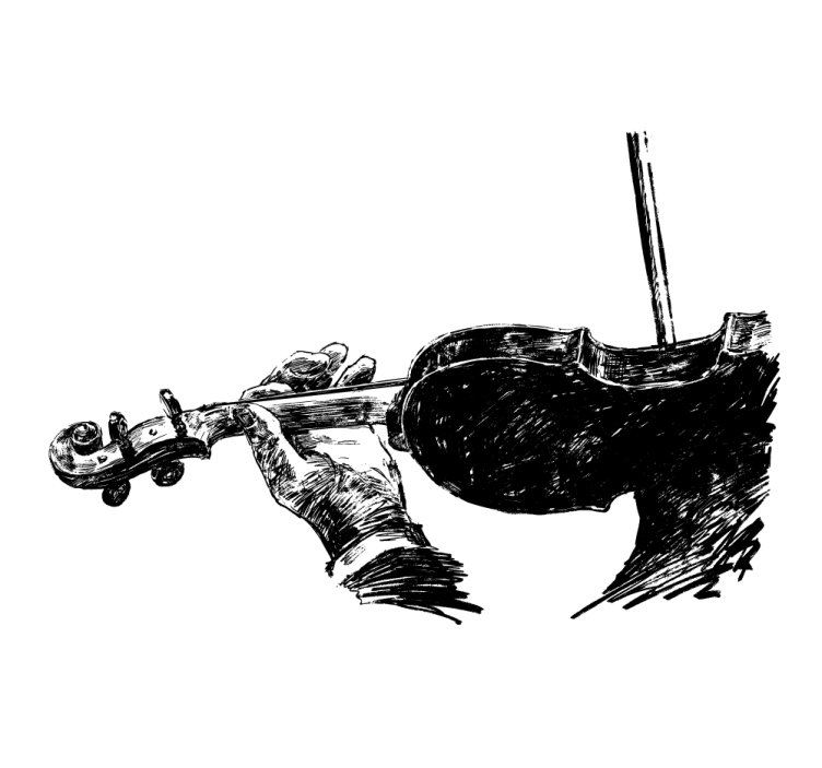 Estor enrollable salón músico de violín dibujado a mano - TenVinilo