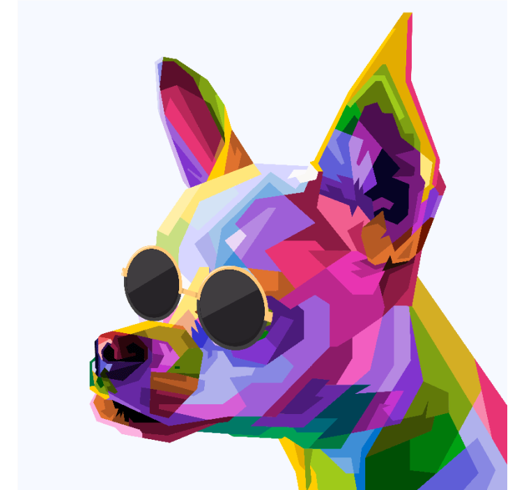 Estor enrollable salón chihuahua multicolor con gafas - TenVinilo
