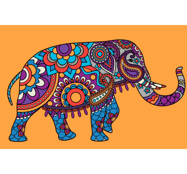 Estor enrollable salón elefantes mandala multicolor - TenVinilo