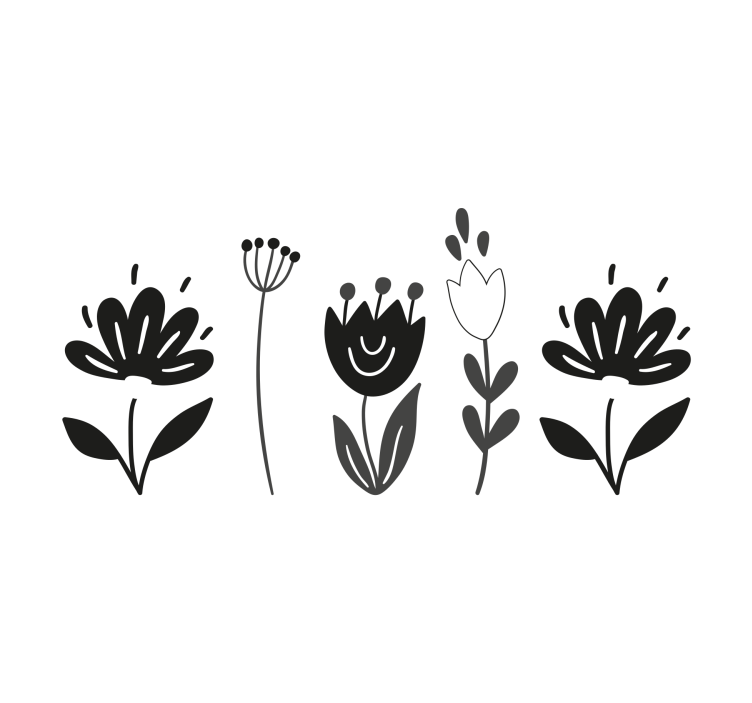 Estor enrollable salón flores en blanco y negro - TenVinilo