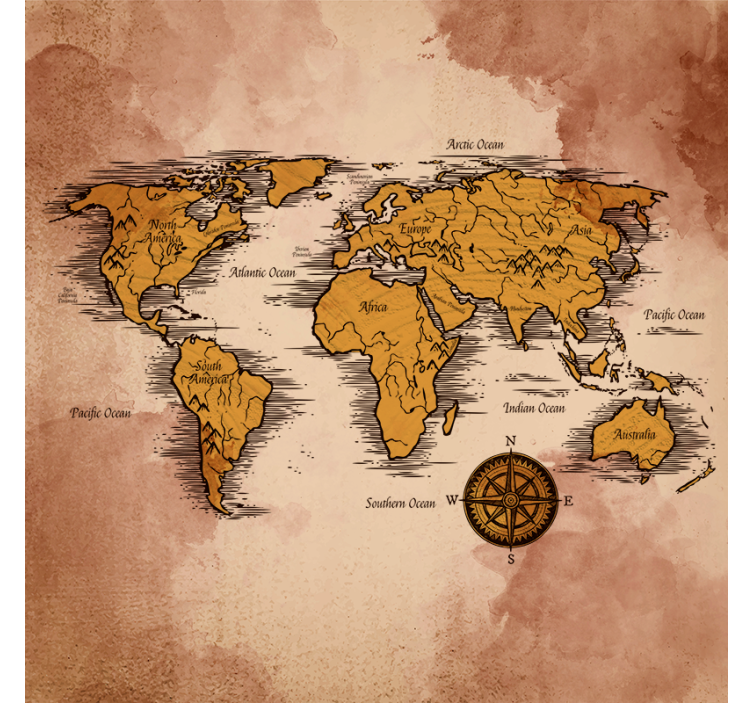 Estor enrollable salón mapa mundi artístico con nombres - TenVinilo