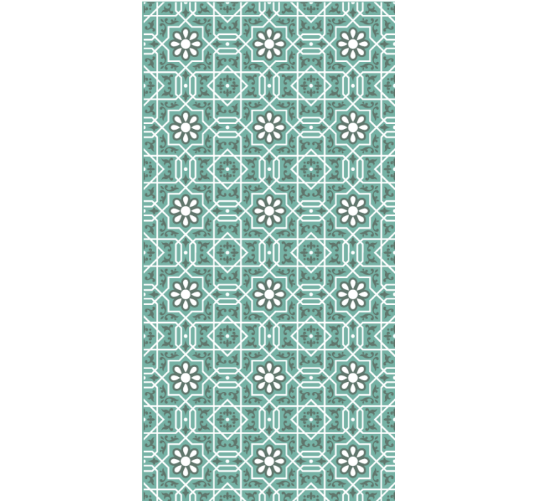 Estor enrollable verde azulejos florales verdes - TenVinilo