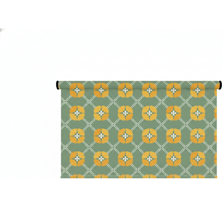 Estor enrollable verde con patrón floral vintage - TenVinilo