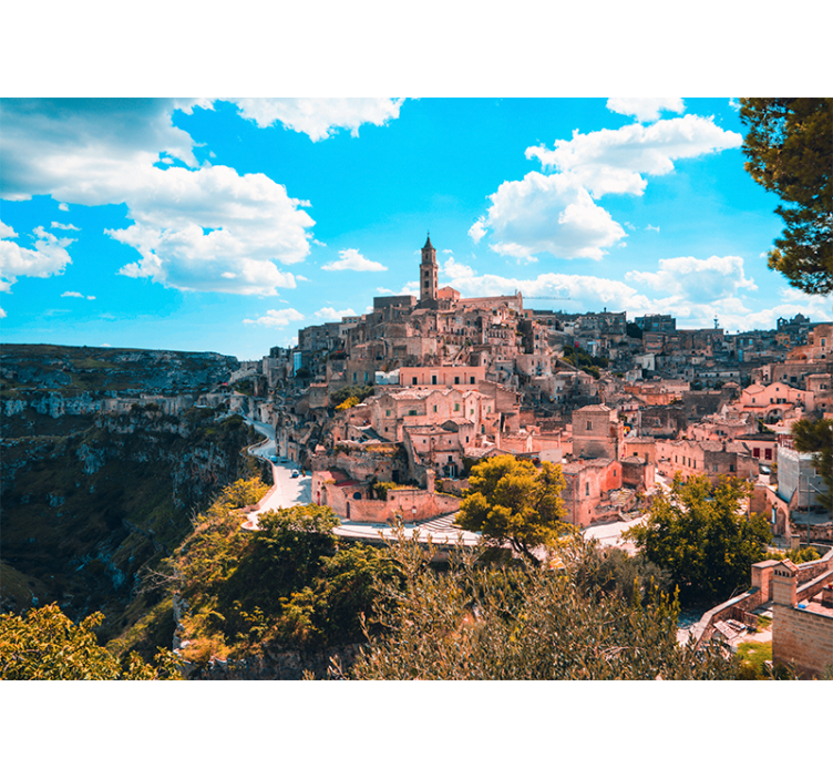 Estor enrollable salón paisaje urbano de matera - TenVinilo