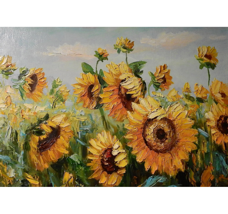 Estor enrollable salón granja de girasoles pintada - TenVinilo