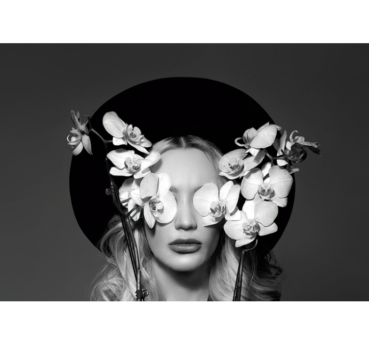 Estor enrollable salón mujer con sombrero de flores - TenVinilo