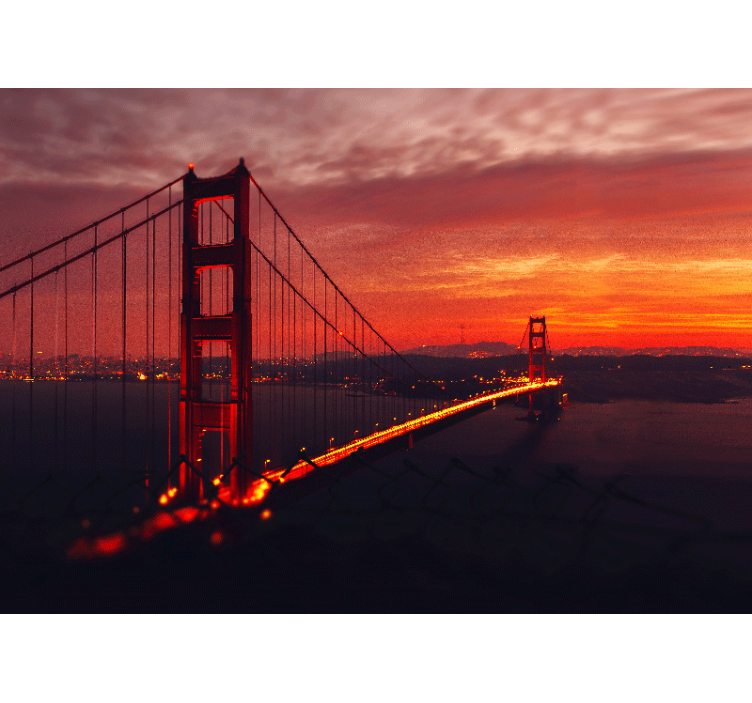 Estor enrollable salón puente golden gate con cielo rojo - TenVinilo