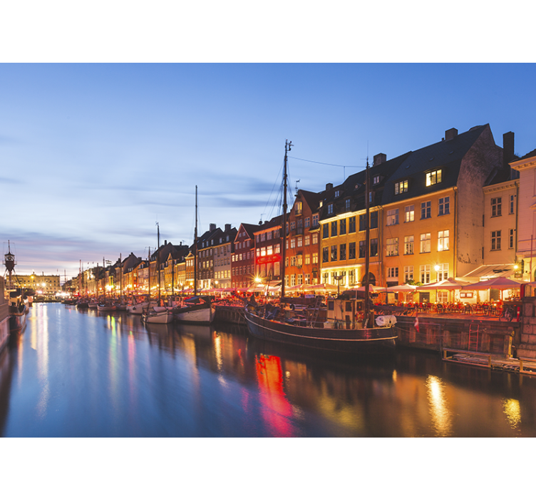 Estor enrollable salón casas de copenhague coloridas - TenVinilo