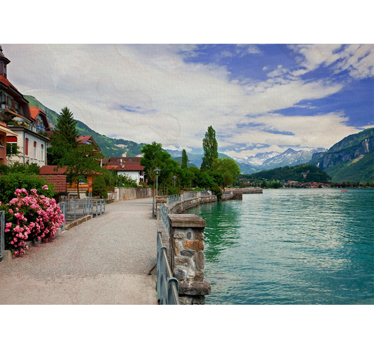 Estor enrollable salón hermosa ciudad junto al lago bern - TenVinilo
