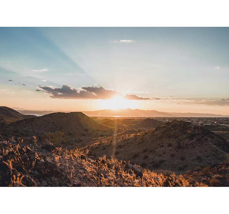 Estor enrollable salón atardecer en el desierto - TenVinilo
