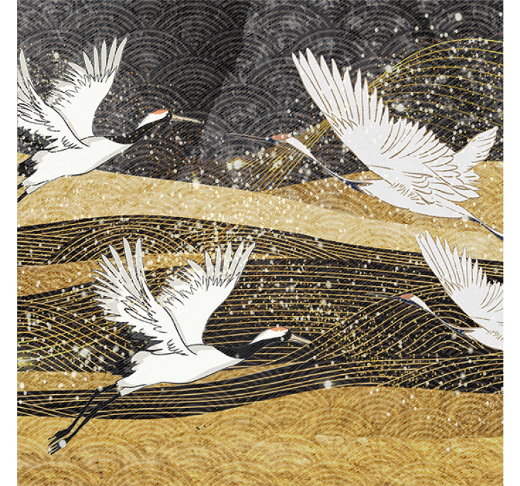 Estor enrollable salón pájaros orientales blancos - TenVinilo