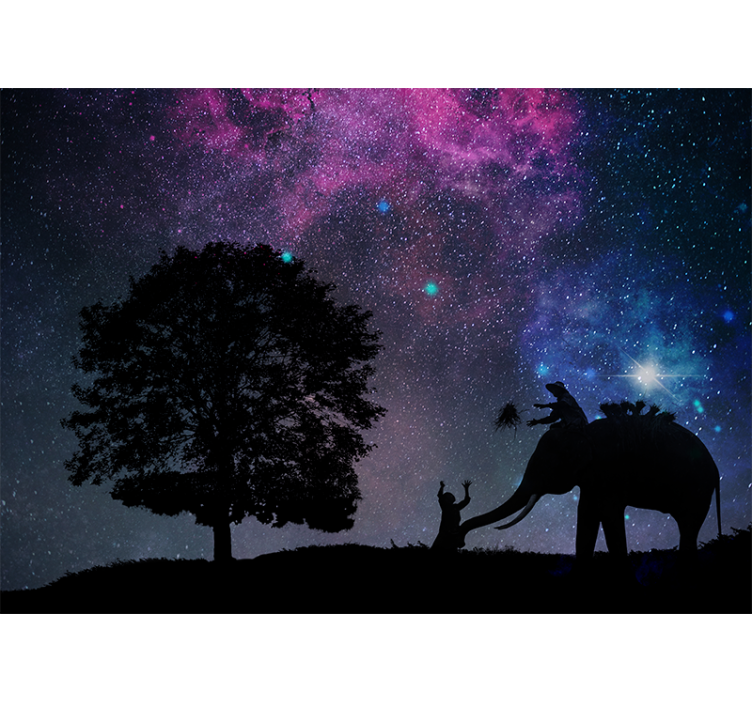 Estor enrollable salón noche estrellada elefante - TenVinilo