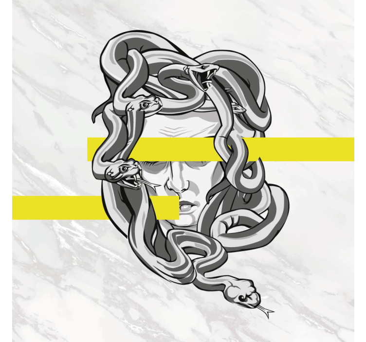 Estor enrollable salón medusa blanca con rayas amarillas - TenVinilo
