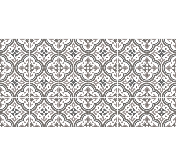 Estor enrollable gris azulejos y flores - TenVinilo