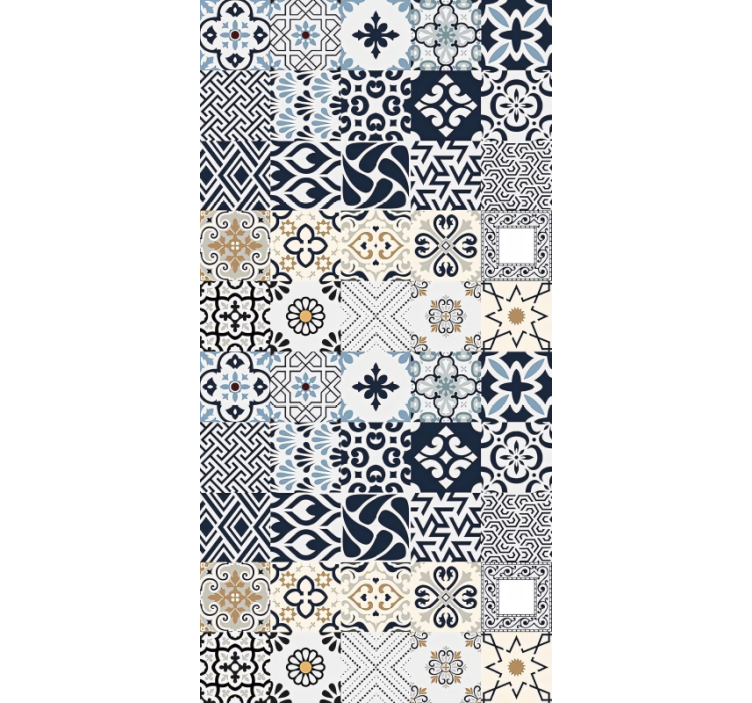 Estor enrollable beige azulejos azules - TenVinilo