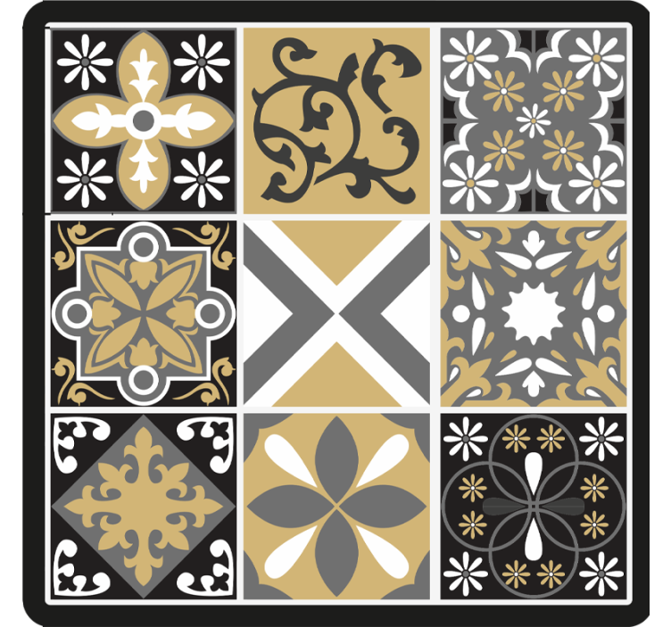 Estor enrollable habitación parches dorados y plateados - TenVinilo