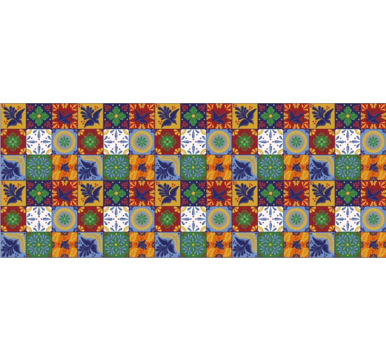 Estor enrollable habitación azulejos mexicanos coloridos - TenVinilo
