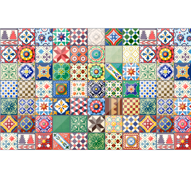 Estor enrollable habitación azulejos mexicanos verdes - TenVinilo