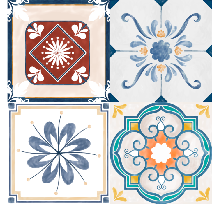 Estor enrollable habitación vintage cuatro azulejos - TenVinilo