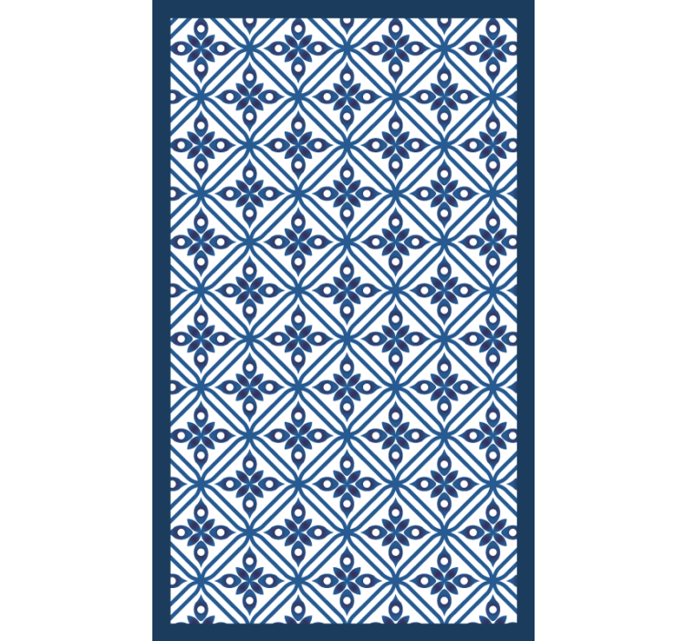 Estor enrollable habitación patrón japonés azul y blanco - TenVinilo