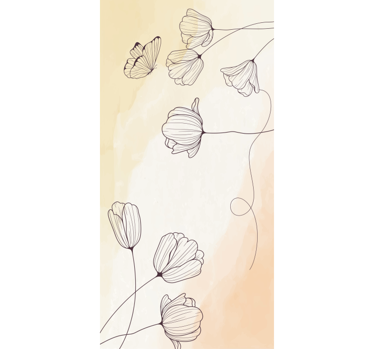 Estor estampado floral contorno acuarela floral - TenVinilo