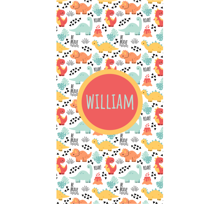 Estor enrollable dinosaurios bebés con nombre en círculo - TenVinilo