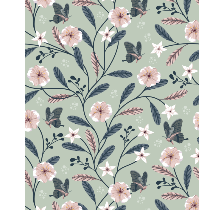 Estores enrollable flores patrones florales de mariposas - TenVinilo