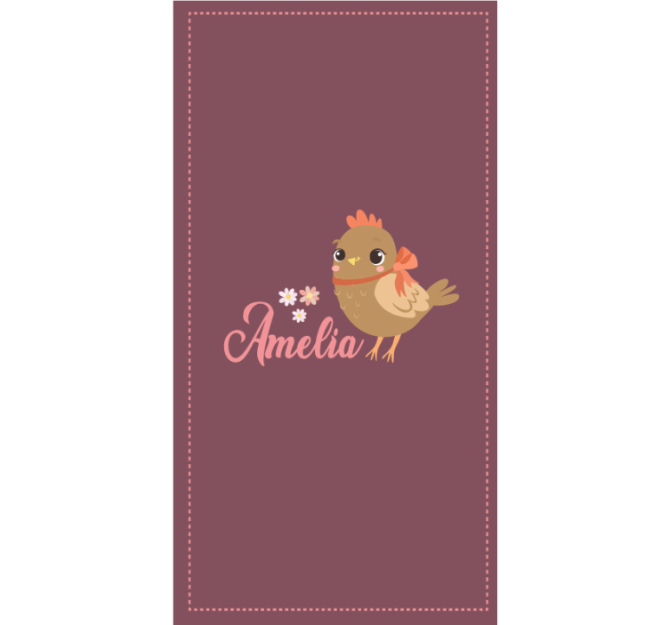 Estor enrollable animales pollito con flores y nombre - TenVinilo