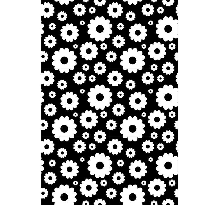 Estor estampado floral patrón de flores en blanco y negro - TenVinilo