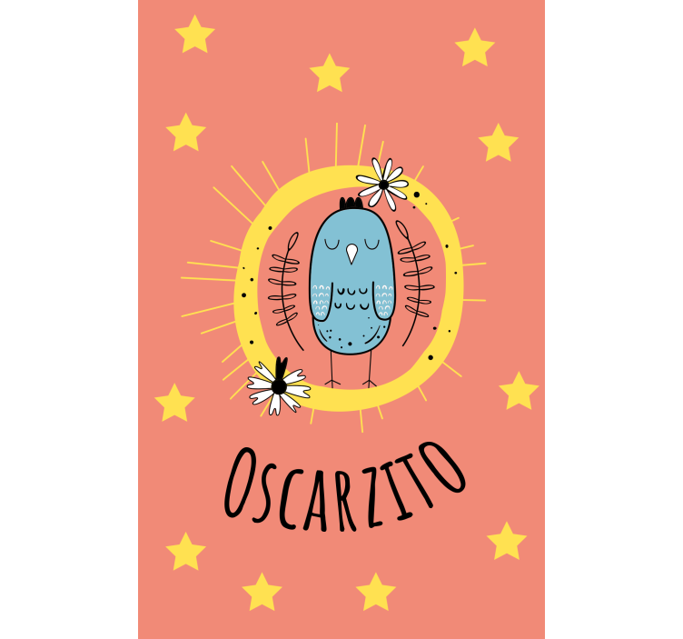 Estor enrollable infantil pájaro azul con nombre - TenVinilo