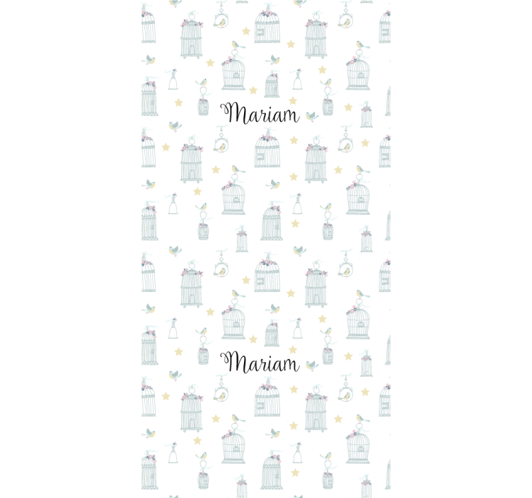 Estor enrollable para bebé jaulas de pájaros con nombre - TenVinilo
