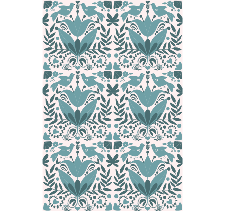 Estores enrollable flores patrón con pájaros - TenVinilo