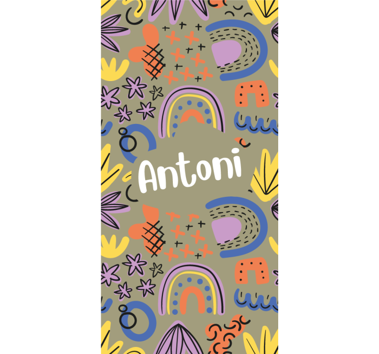 Estor enrollable infantil arcoíris geométricos con nombre - TenVinilo