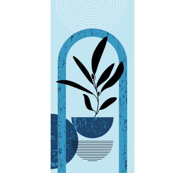 Estores enrollable flores elegante planta en maceta azul - TenVinilo